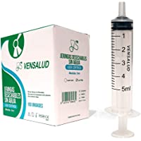 Los mejores  - VENSALUD - Jeringas desechables (Sin Aguja- Sin Látex) - Luer Slip - Cono Céntrico - Estéril - Unidades: 100 (5 ml)